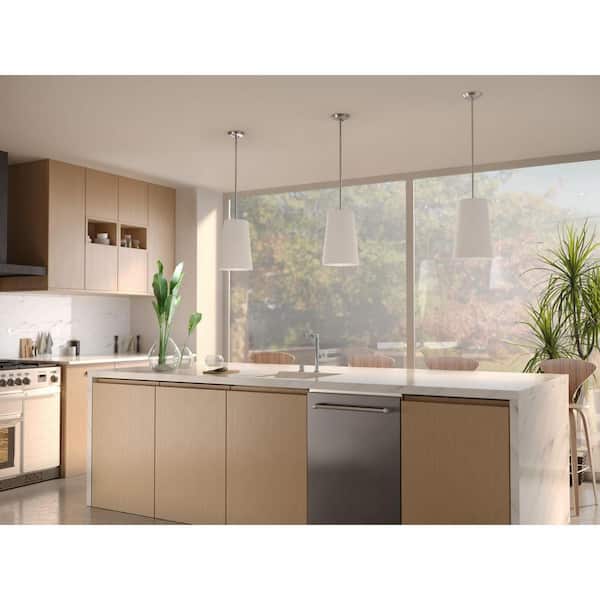 Progress Lighting Clarion Collection 1-Light Brushed Nickel Etched White Transitional Pendant