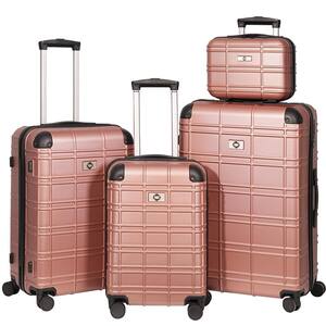 4-Piece Rose Gold Hardside Luggage Set, Lightweight Durable Suitcase Sets with Spinner Wheels & TSA Lock