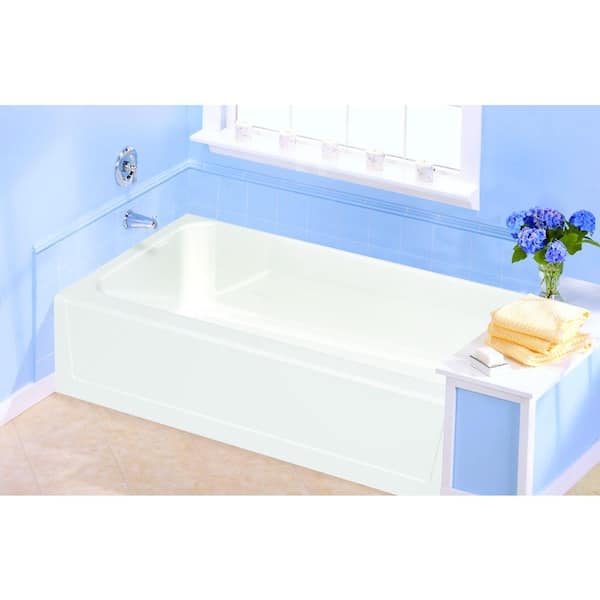 Aquatic Catalina 60 In Gelcoat Left Hand Drain Rectangular Alcove Soaking Bathtub In White 260030l The Home Depot