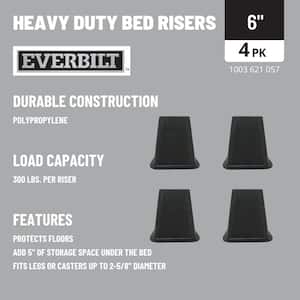 6 in. Black Bed Risers (4-Pack)