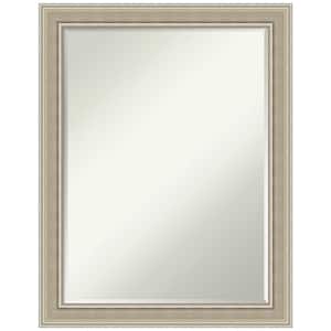 Mezzo Silver 21.5 in. x 27.5 in. Petite Bevel Modern Rectangle Wood Framed Bathroom Wall Mirror in Silver