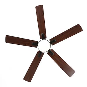 Walter 52 in. Indoor Black Ceiling Fan with Adjustable White LED Light, 5-Reversible Blades and Remote Control Included