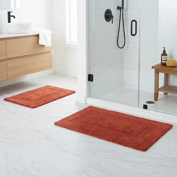 Brick 1 ft. 10 in. x 2 ft. 11 in. Cotton 2-Piece Bath Rug Set