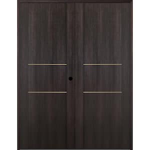 Vona 01 2H Gold 60 in. x 80 in. Left Hand Active Veralinga Oak Wood Composite Double Prehung Interior Door