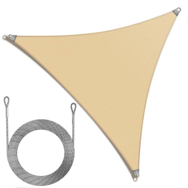 Super Ring 30 ft. x 30 ft. x 30 ft. Triangle Sun Shade Sail with Cable-Beige