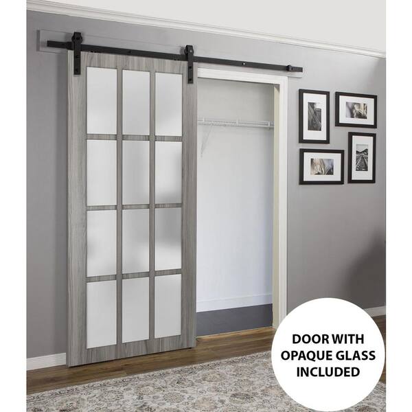  ARKHJEM Double 30''x84'' Frosted Glass Barn Door x 2