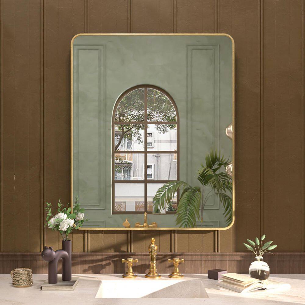 Cosy 30 in. W x 36 in. H Rectangular Framed Wall Bathroom Vanity Mirror in Brushed Gold price history on PriceWatchPro