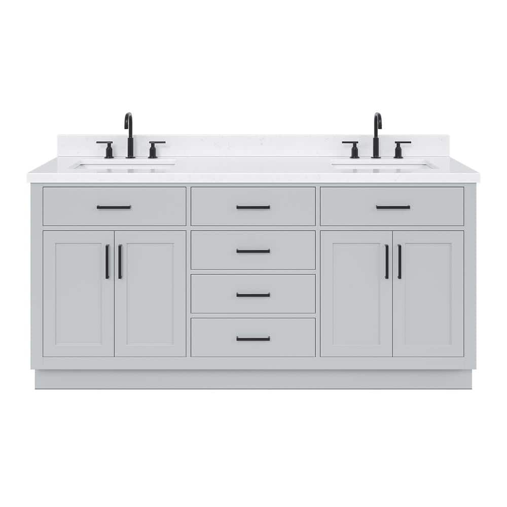 Hepburn 72" Gray Hardwood Double Basin Freestanding Vanity