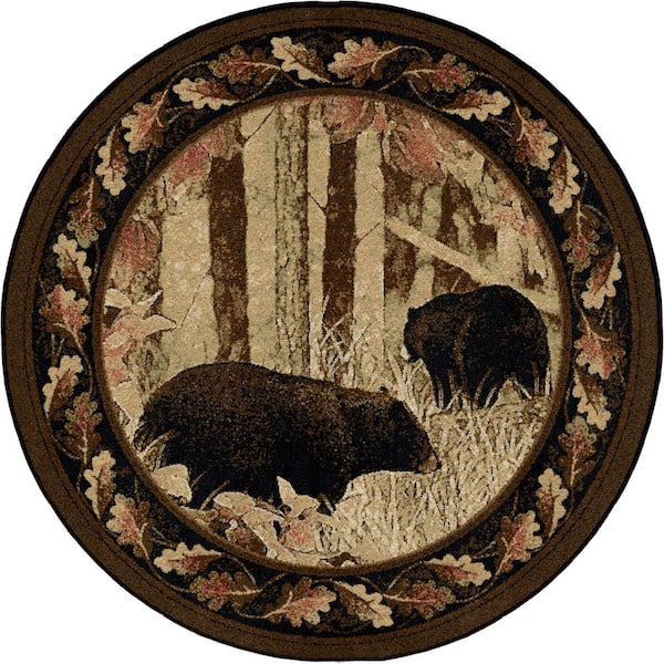 American Destination Smokey Mountain Multi-Colored 5 ft. Lodge Round Area Rug