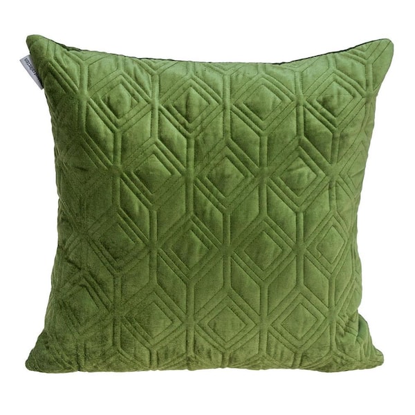 PARKLAND COLLECTION Aleta Transitional Quilted Olive Throw Pillow