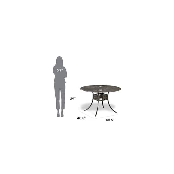 Grenada Charcoal Gray 48 in. Round Cast Aluminum Outdoor Dining Table