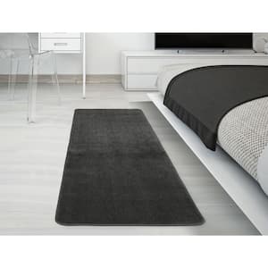 Softy Collection Solid Design Gray 2 ft. 2 in. x 8 ft. Non-Slip Bathroom Runner Rug