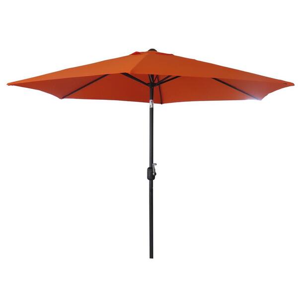 CASAINC 9 ft. Black Steel Pole Market Outdoor Patio Umbrella in Orange