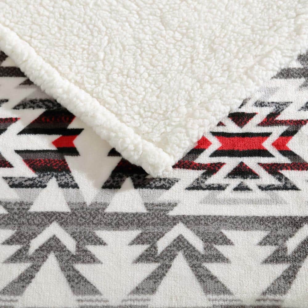Clyde Hill Stripe Grey 50"x60" Reversible Plush Sherpa Throw