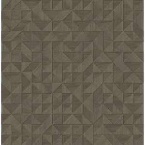 Gallerie Dark Grey Triangle Geometric Dark Grey Paper Strippable Roll (Covers 56.4 sq. ft.)