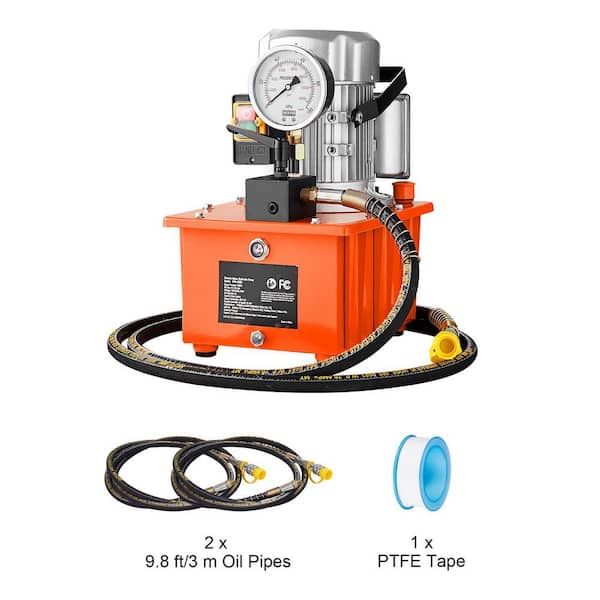 SKYSHALO Electric Hydraulic Pump, 10,000 PSI 750W 110V, 488 in³/8L Capacity, Single Acting Manual Valve, Pump Power Pack Unit