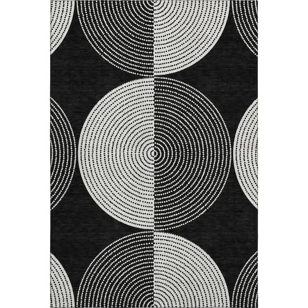 Mayfield Premium Machine Washable Abstract AMF2275 Black 3 ft. x 4 ft. Area Rug