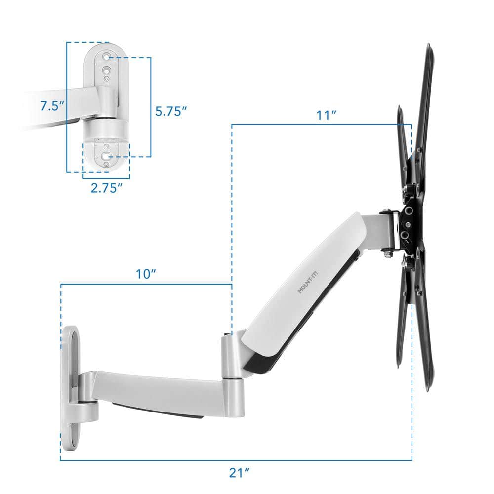 Mount-It! Adjustable Silver and Black Full Motion TV Wall Mount