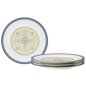 Menorca Palace 6.5 in. (Blue/Yellow) Bone China Bread and Butter/Appetizer Plates, (Set of 4)