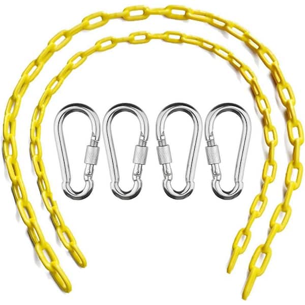 Swing Chains Series Fully Coated [Yellow] [Iron Link Chain] 2-Pack with 4 Quick Links for Swing Set Accessories Brackets