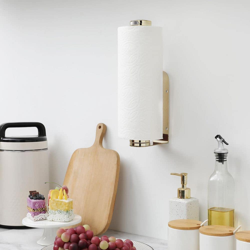 Gold Stainless Steel Paper Towel Holder Under Cabinet, One-Handed Tear Wall Mount Paper Towel Holder Dispenser price history on PriceWatchPro