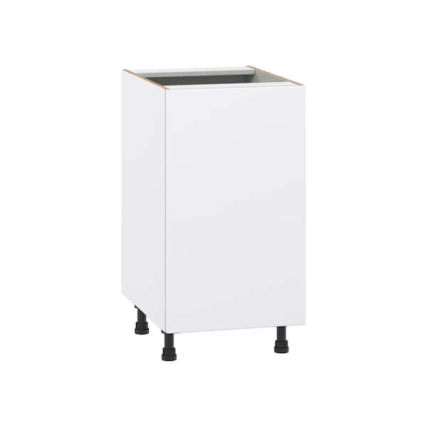 J COLLECTION Timberline 18 in. W x 24 in. D x 34.5 in. H Assembled Slab Full Height Door Base Kitchen Cabinet in Bright White