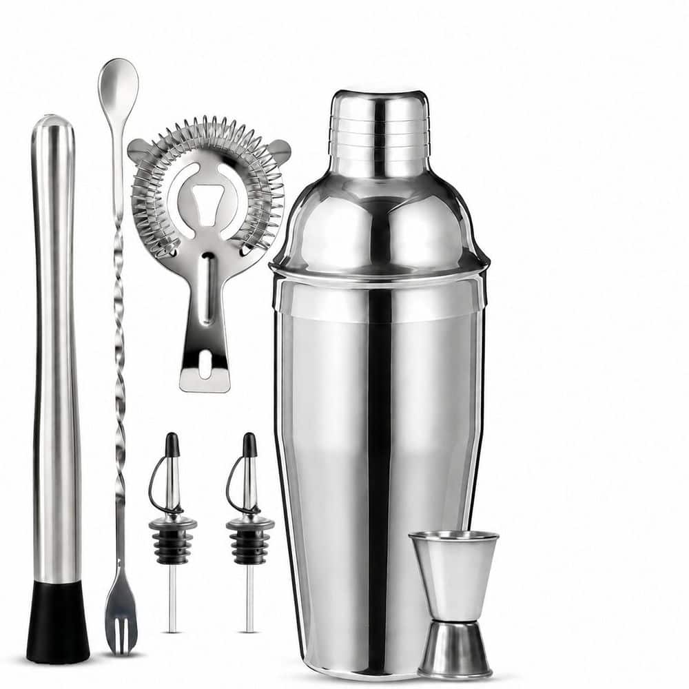 7-Piece Silver Stainless Steel Cocktail Shaker Set with Jigger, Strainer, Spoon, Muddler and Pourers price history on PriceWatchPro