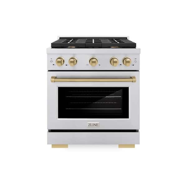 ZLINE Kitchen and Bath Paramount 30 in. 4-Burner Dual Fuel Range with Convection Oven in Stainless Steel and Champagne Bronze