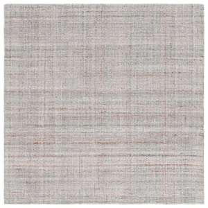 Abstract Gray/Rust 6 ft. x 6 ft. Plaid Unitone Square Area Rug