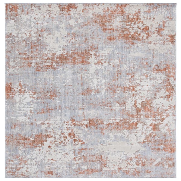 Scarlett 7 ft. x 7 ft. Light Gray/Ivory Rust Abstract Distressed Square Area Rug