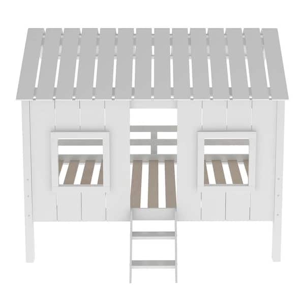 Utopia 4niture Kaye White Twin Low House Loft Bed