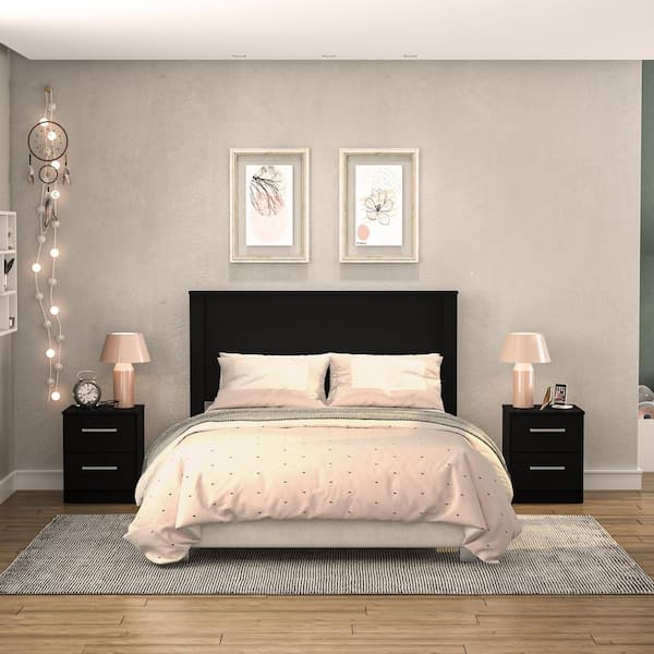 Polifurniture Juliette 3 Piece Wood Full Size Bedroom Set with 2 Nightstands
