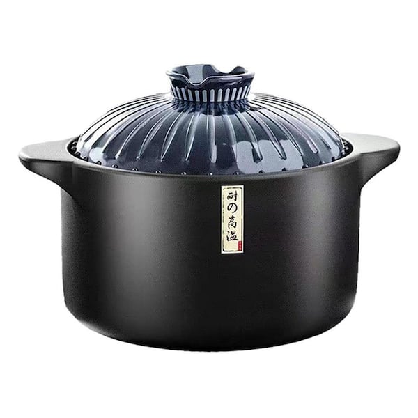 Ceramic 1.7 qt. Nonstick Stock Pot in Blue with Lid Heat-Resistant Stew Casserole for Soup Rice Stew Casserole 1 Piece