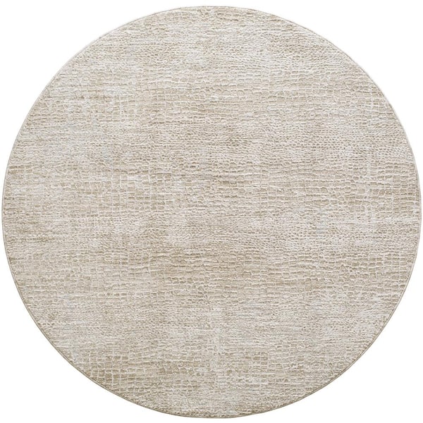 Livabliss Masterpiece Gray Modern 7 ft. Round ft. Indoor Area Rug