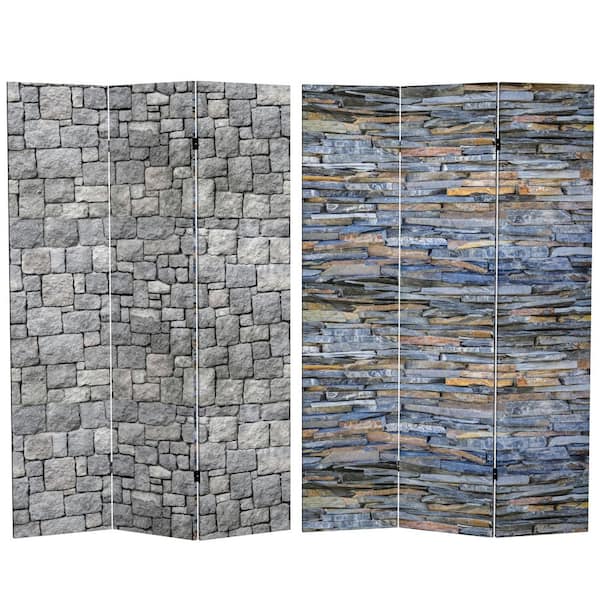 RED LANTERN Medieval Stone 6 ft. Printed 3-Panel Room Divider