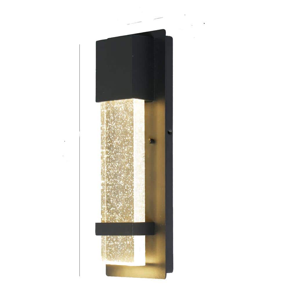 14 in. Black Waterproof Outdoor Integrated LED Wall Sconce with Bubble Glass Shade, 3000K Warm Light price history on PriceWatchPro