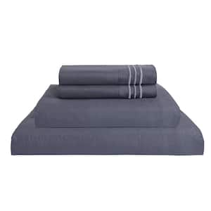 4 Piece Dark Gray Microfiber Queen Bed Sheet Set