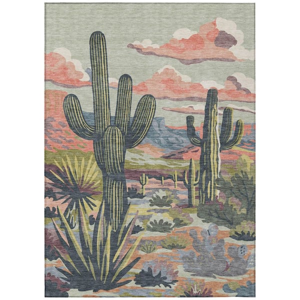 Chantille Machine Washable Indoor/Outdoor Abstract ACN2496 Celery 10 ft. x 14 ft. Area Rug