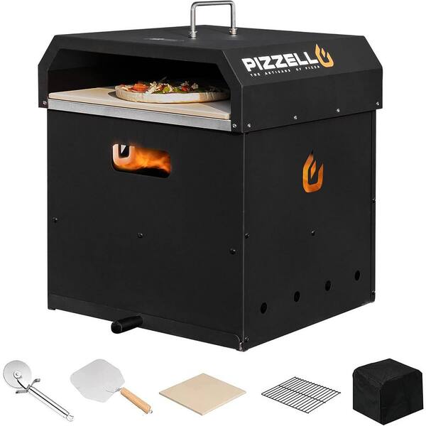 4 in 1 Wood Fired Outdoor Pizza Oven Outside Ovens with Pizza Stone, Pizza  Peel Cover, Cooking Grill Grate, 16 in. Black