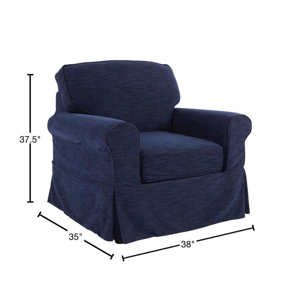 Navy Rubberwood Traditional Accent Chair