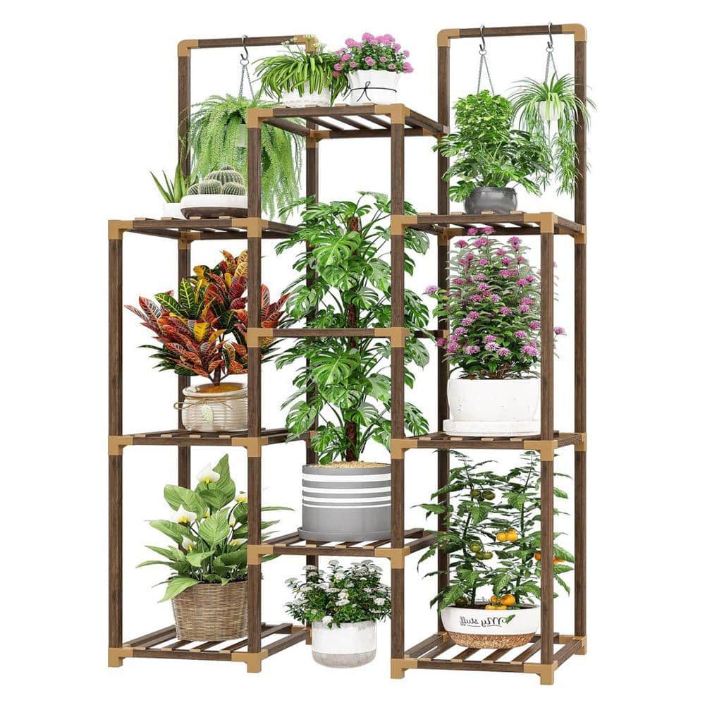 34.2''W*11.8''D*47.4''H Double Rod Plant Stand Indoor Plant Shelf