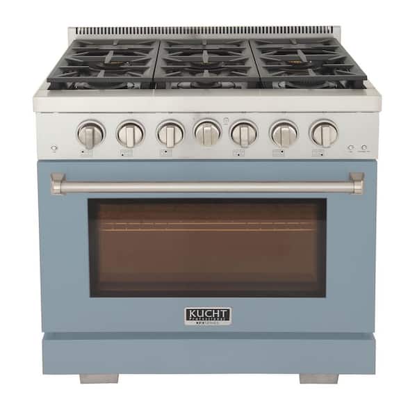 Kucht Professional 36 in. 5.2 cu. ft. 6 Burners Freestanding Natural Gas Range in Light Blue with Convection Oven