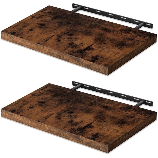 24 in. W x 12 in. D Rustic Brown Floating Shelves Decorative Wall Shelf 2-Pack