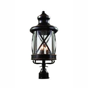 Chandler 4-Light Oiled Bronze Outdoor Lamp Post Light Fixture with Clear Seeded Glass