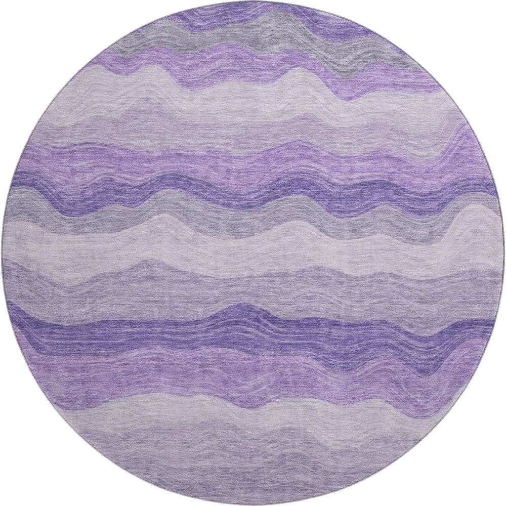 Mayfield Premium Machine Washable Abstract AMF2397 Purple 8 ft. x 8 ft. Round Rug price history on PriceWatchPro