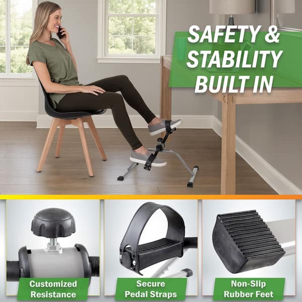 Portable Under Desk Stationary Pedal/Cycle Fitness Machine for Indoor  Exercise 788107LAU - The Home Depot