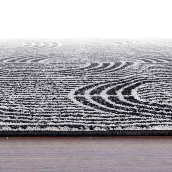 2 ft. x 7 ft. Black Modern Arch Pattern Stripe Runner Rug