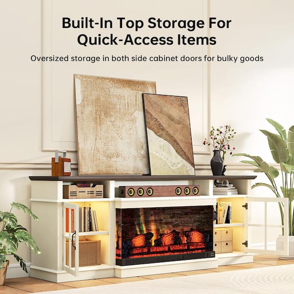 Sizzim 70 in. Freestanding Electric Fireplace TV Stand with Open