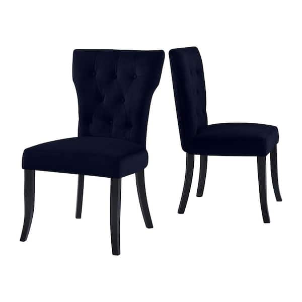 Handy Living Sirena Upholstered Dining, Navy Blue Velvet Parsons Chairs