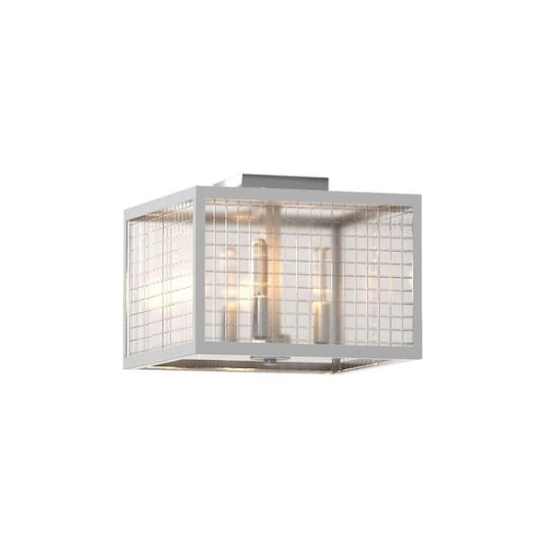 Home Decorators Collection 12 in. 3-Light Brushed Nickel Flush Mount with Etched Clear Glass Shade